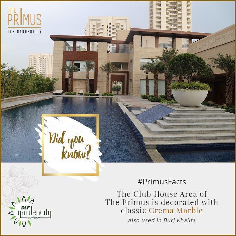 DLF The Primus is decorated with classic Crema Marble Also used in Burj Khalifa